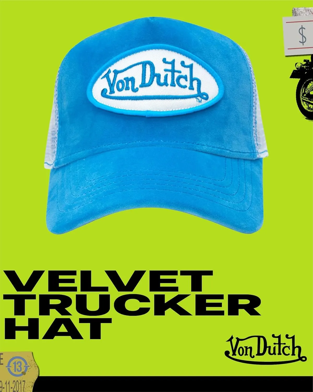 Von Dutch Unisex Trucker Hat - Plush Curved Bill Mesh Back Retro Classic Adjustable Snapback Baseball Cap for Men and Women