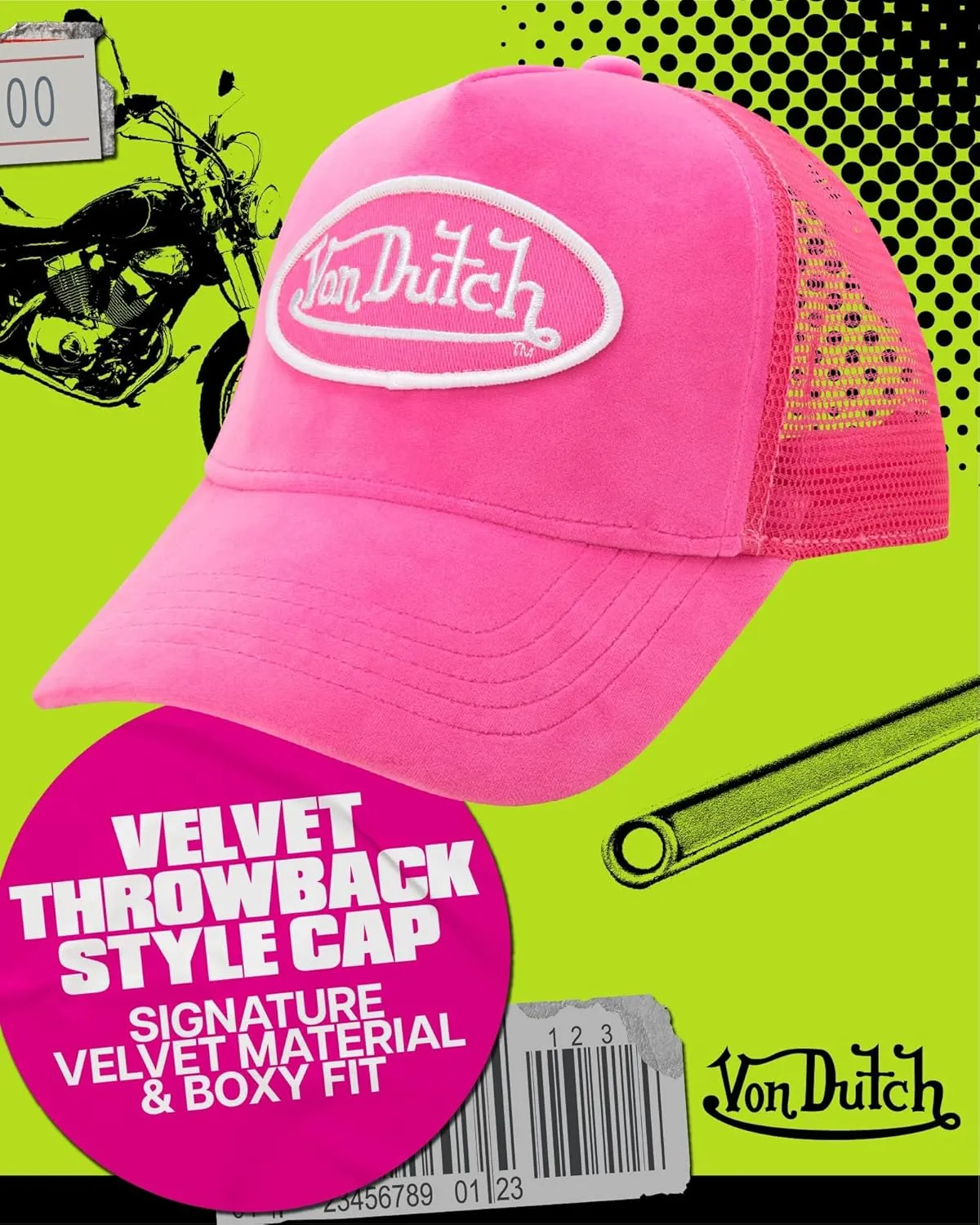 Von Dutch Unisex Trucker Hat - Plush Curved Bill Mesh Back Retro Classic Adjustable Snapback Baseball Cap for Men and Women