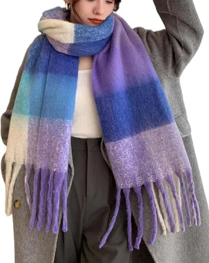 Wander Agio Winter Women Warm Scarf Long Shawl Large Scarves Cold Weather Thick Blanket Scarfs Colorful Plaid