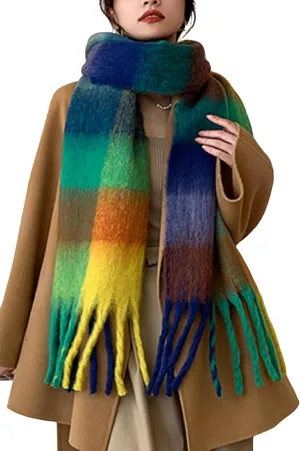 Wander Agio Winter Women Warm Scarf Long Shawl Large Scarves Cold Weather Thick Blanket Scarfs Colorful Plaid