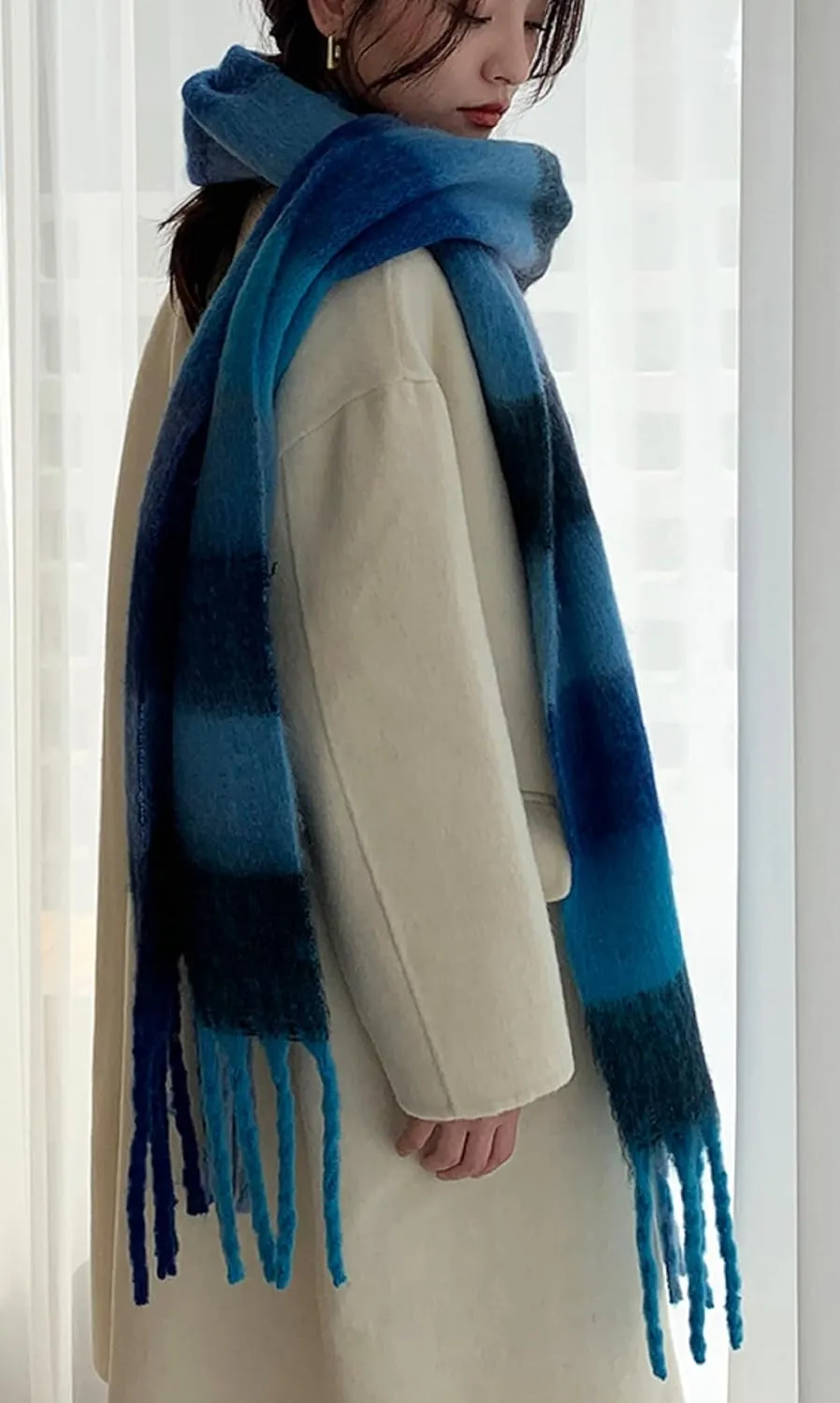 Wander Agio Winter Women Warm Scarf Long Shawl Large Scarves Cold Weather Thick Blanket Scarfs Colorful Plaid