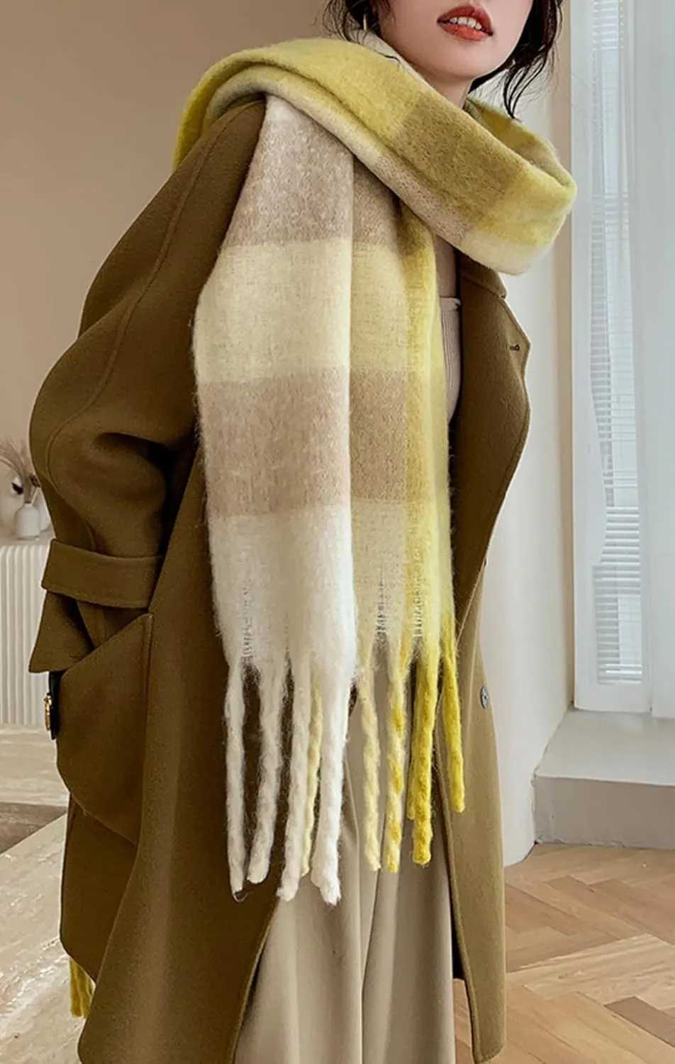 Wander Agio Winter Women Warm Scarf Long Shawl Large Scarves Cold Weather Thick Blanket Scarfs Colorful Plaid