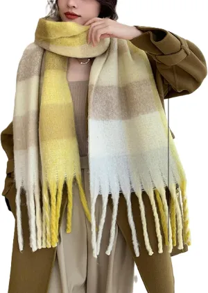 Wander Agio Winter Women Warm Scarf Long Shawl Large Scarves Cold Weather Thick Blanket Scarfs Colorful Plaid
