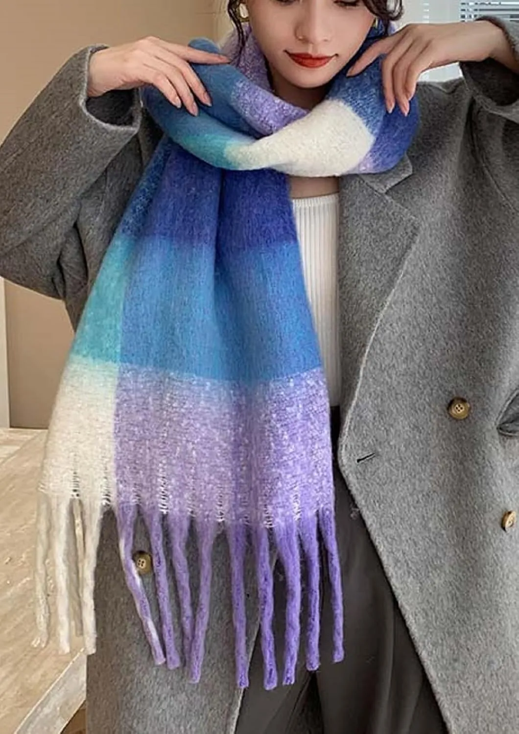 Wander Agio Winter Women Warm Scarf Long Shawl Large Scarves Cold Weather Thick Blanket Scarfs Colorful Plaid