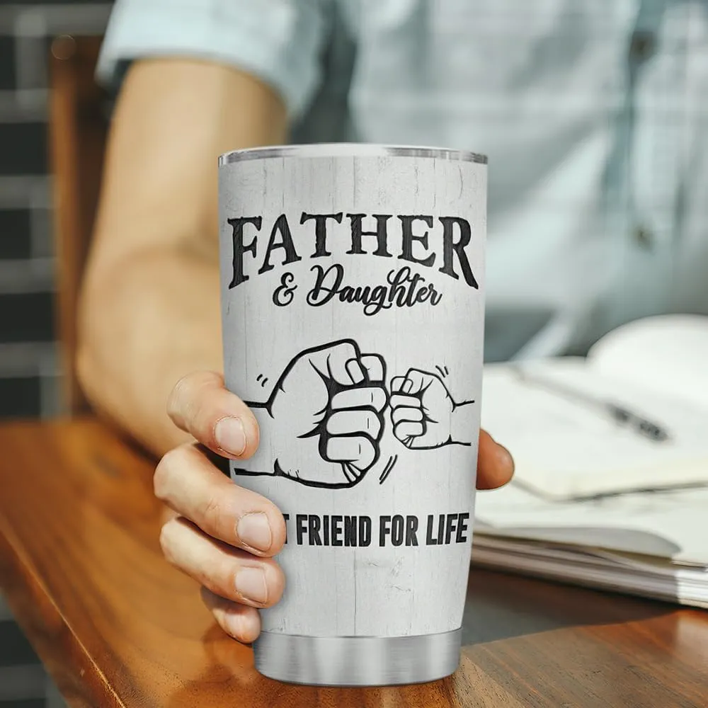 Wassmin Dad Tumbler Dad Gifts From Daughter Father & Daughter Best Friend For Life Tumblers 20oz Stainless Steel Insulated Cup with Lid Dads Gift For Fathers Day Birthday Christmas