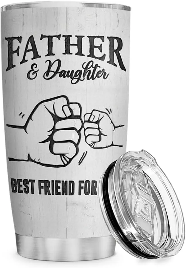 Wassmin Dad Tumbler Dad Gifts From Daughter Father & Daughter Best Friend For Life Tumblers 20oz Stainless Steel Insulated Cup with Lid Dads Gift For Fathers Day Birthday Christmas