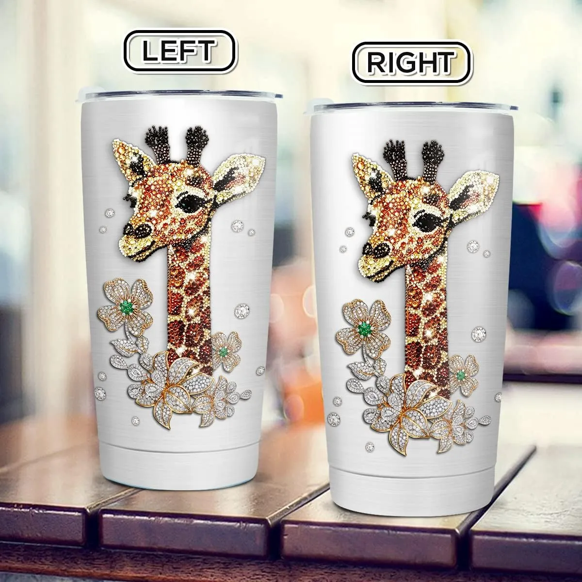 Wassmin Giraffe Tumbler Giraffe Gift For Women Girls Teen Jewelry Drawing Style Stainless Steel Insulated Tumblers Coffee Travel Mug Cup 20oz With Lid Birthday Christmas Presents