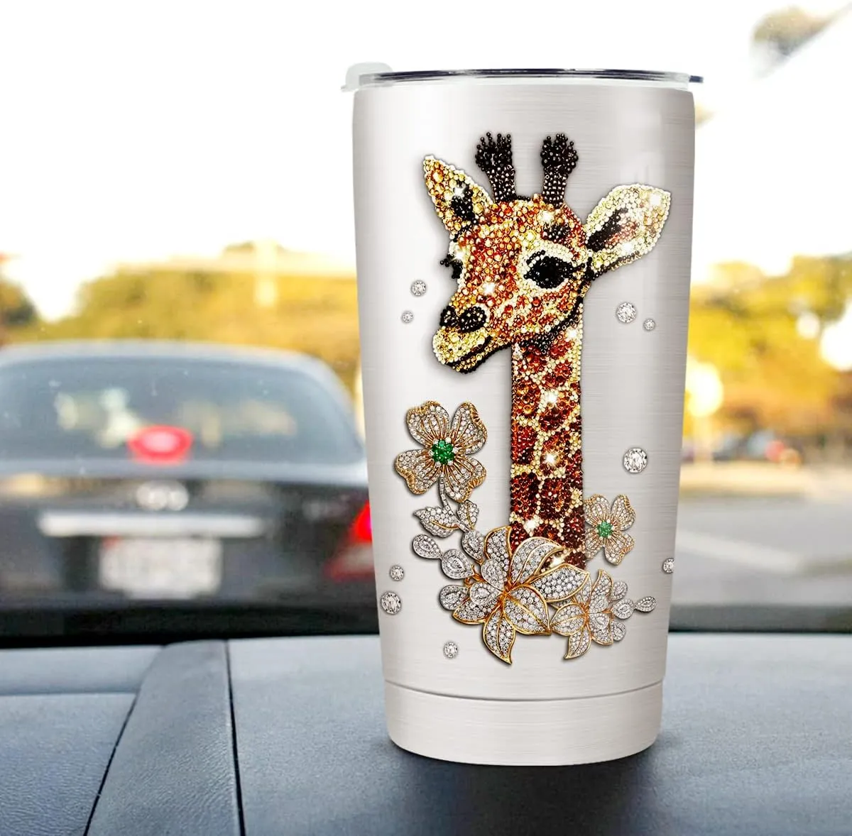 Wassmin Giraffe Tumbler Giraffe Gift For Women Girls Teen Jewelry Drawing Style Stainless Steel Insulated Tumblers Coffee Travel Mug Cup 20oz With Lid Birthday Christmas Presents