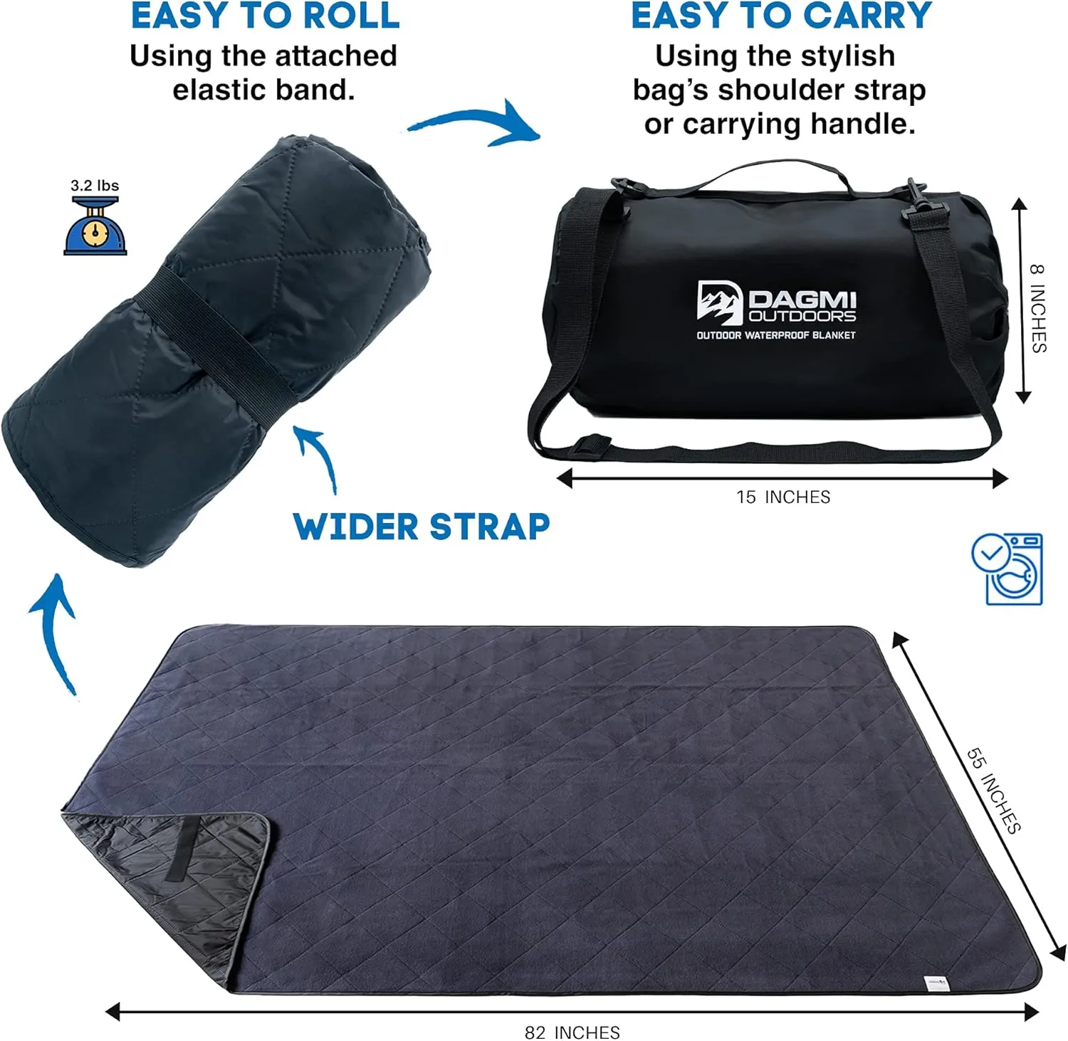 Waterproof Outdoor Blanket Large Fleece Stadium & Camping Blankets for Cold Weather. Perfect for Outdoors, Car, Dogs, Picnic. Windproof, Quilted, Extra Warm, Machine Washable.