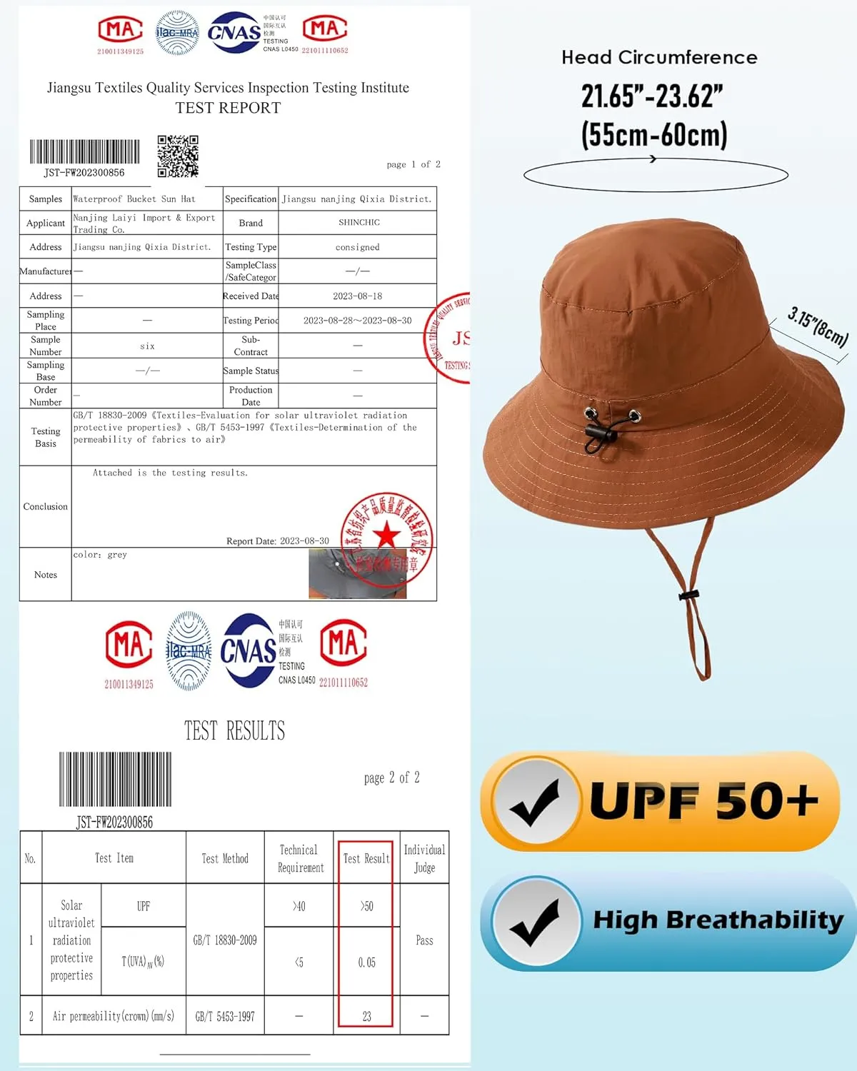 Waterproof Sun UPF 50  Bucket Hat UV Protection Packable Brimmed Boonie for Women Men Summer Lightweight Hiking Outdoor Cap