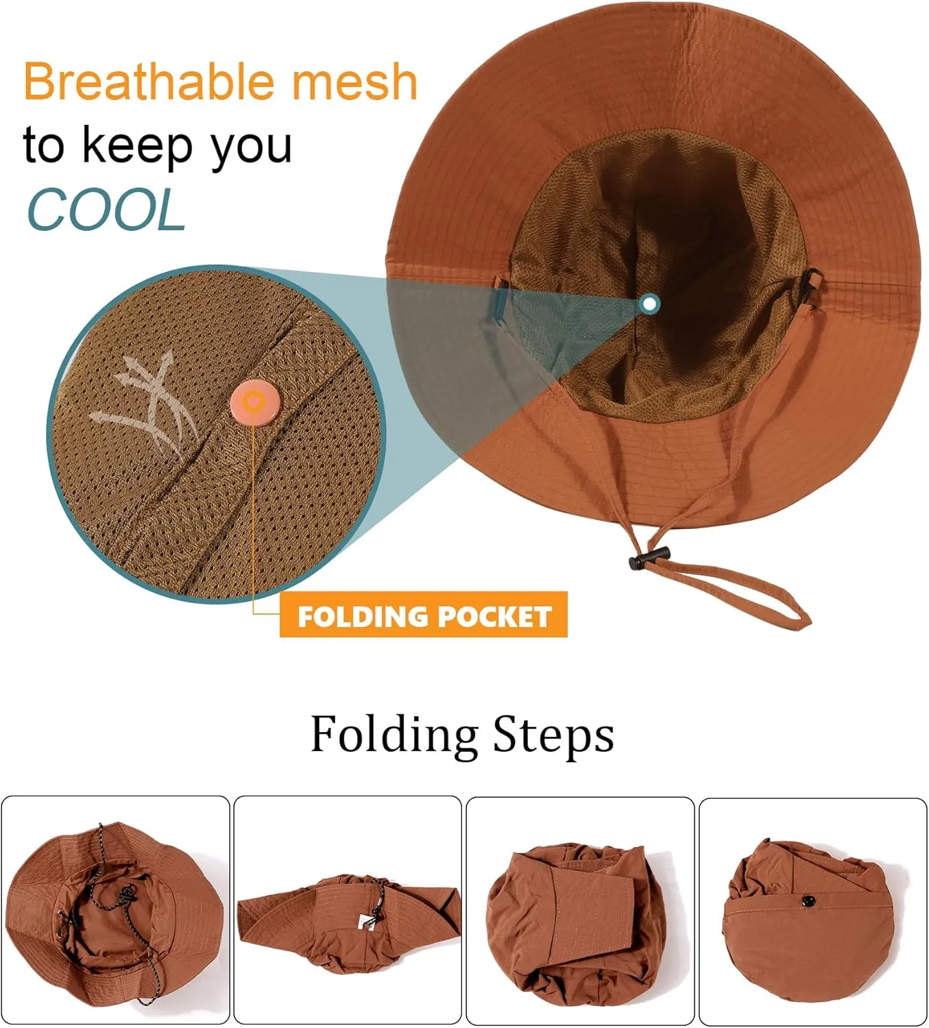 Waterproof Sun UPF 50  Bucket Hat UV Protection Packable Brimmed Boonie for Women Men Summer Lightweight Hiking Outdoor Cap