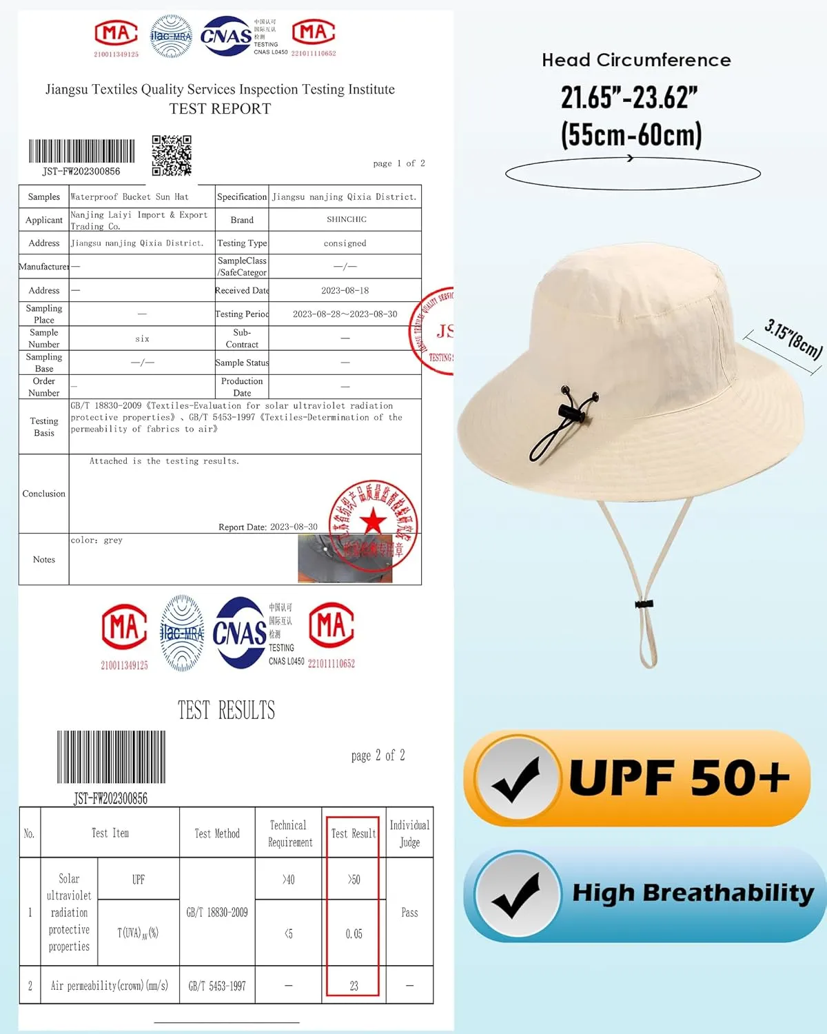 Waterproof Sun UPF 50  Bucket Hat UV Protection Packable Brimmed Boonie for Women Men Summer Lightweight Hiking Outdoor Cap