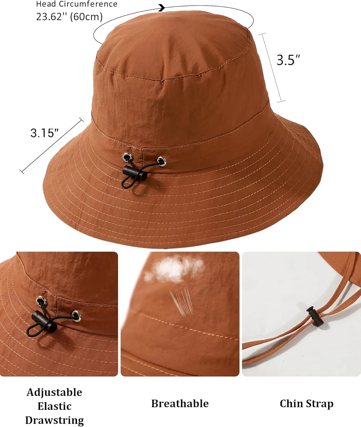 Waterproof Sun UPF 50  Bucket Hat UV Protection Packable Brimmed Boonie for Women Men Summer Lightweight Hiking Outdoor Cap