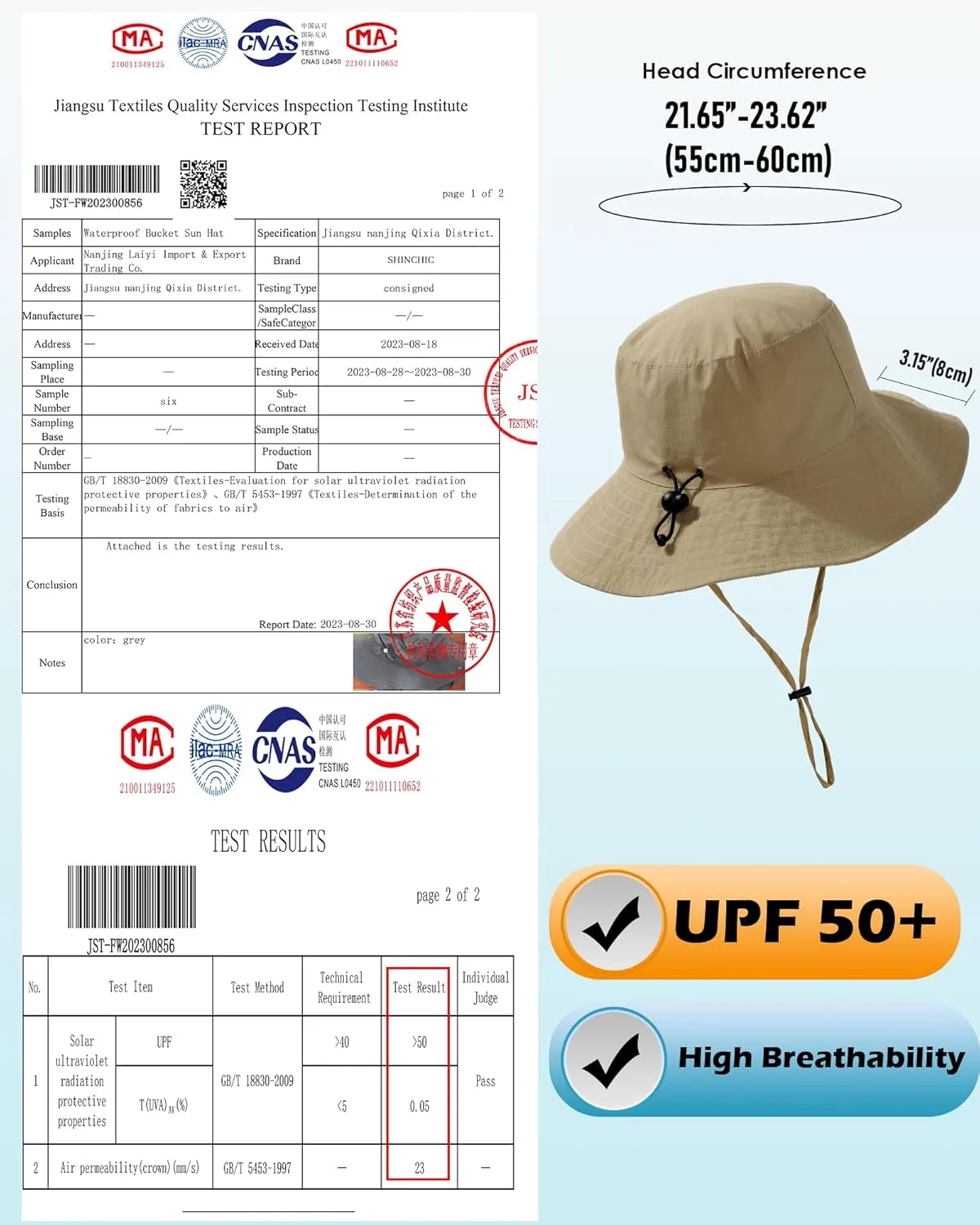 Waterproof Sun UPF 50  Bucket Hat UV Protection Packable Brimmed Boonie for Women Men Summer Lightweight Hiking Outdoor Cap