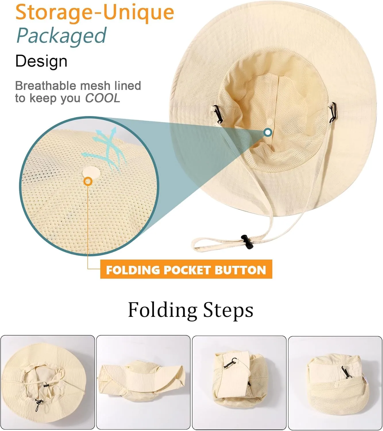 Waterproof Sun UPF 50  Bucket Hat UV Protection Packable Brimmed Boonie for Women Men Summer Lightweight Hiking Outdoor Cap