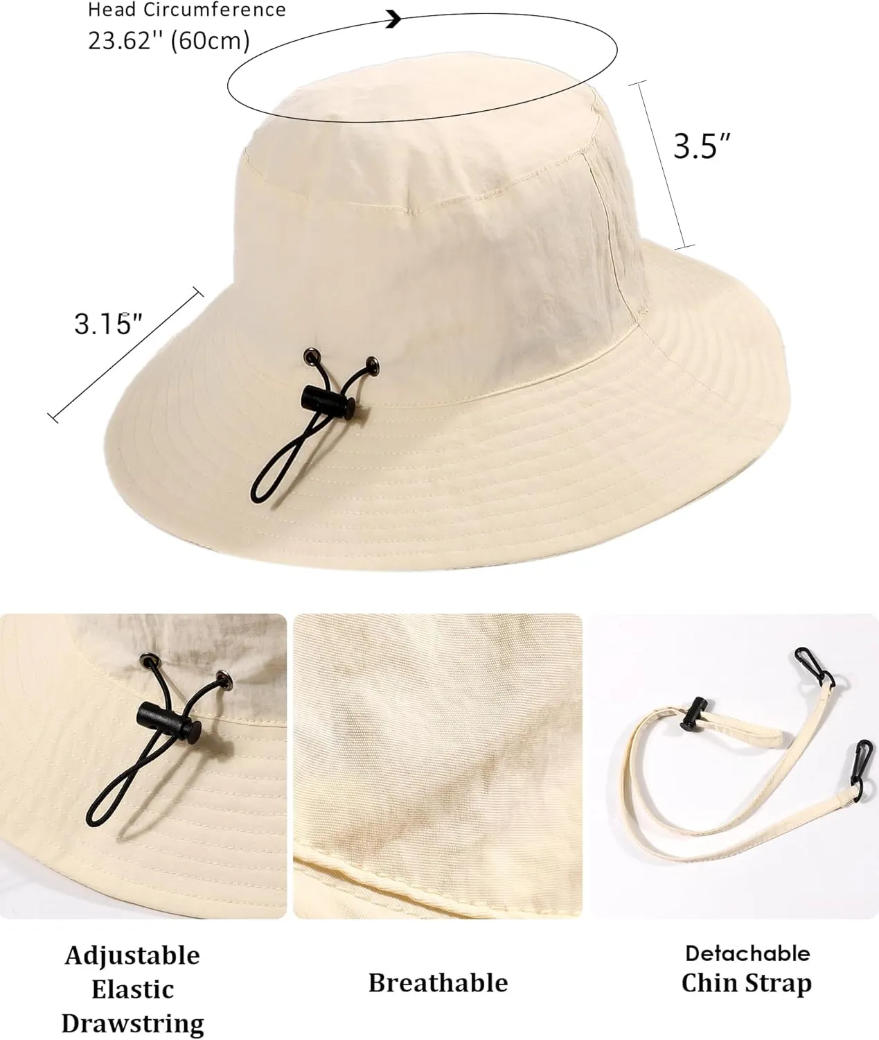 Waterproof Sun UPF 50  Bucket Hat UV Protection Packable Brimmed Boonie for Women Men Summer Lightweight Hiking Outdoor Cap
