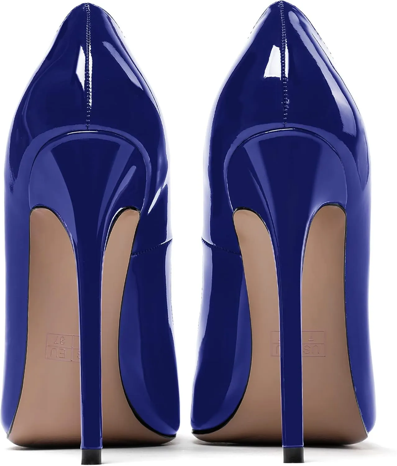 WAYDERNS Women's Patchwork Pointed Toe Solid Patent Slip On Stiletto High Heel Pumps Shoes 4.7 Inch