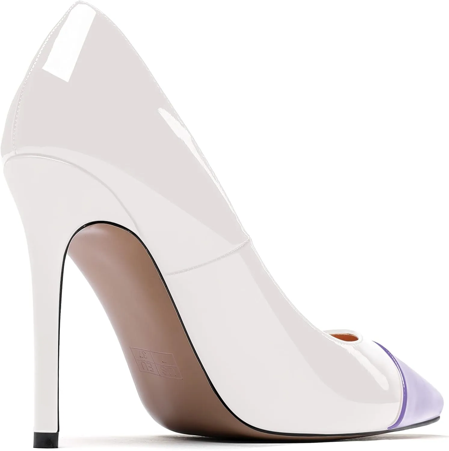 WAYDERNS Women's Pointed Toe Slip On Patent Leather Patchwork Stiletto High Heel Pumps Wedding Dress Shoes 4 Inch