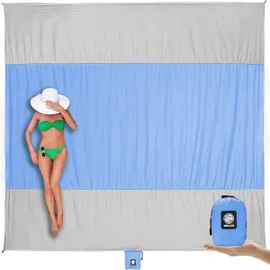 WEKAPO Beach Blanket Sandproof Waterproof, Extra Large Beach Mat, Oversized & Compact Sand Free Mat Quick Drying, Lightweight & Durable with 6 Stakes & 4 Corner Pockets