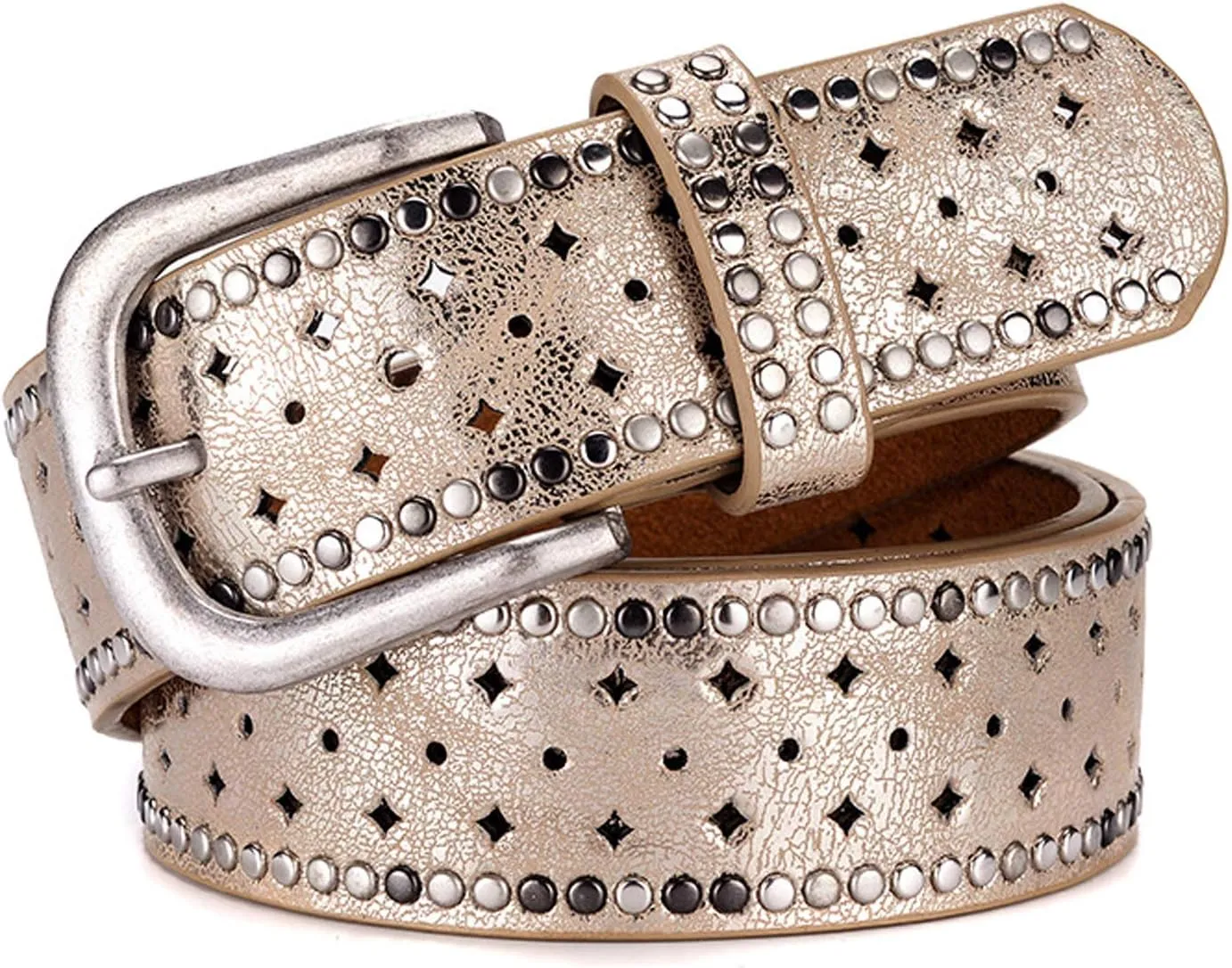 Wemi TIPINOICE Womens Retro Rivet Jean Belt Western Cowgirl Punk Rock Studded Bling Belts, Length 43 inch