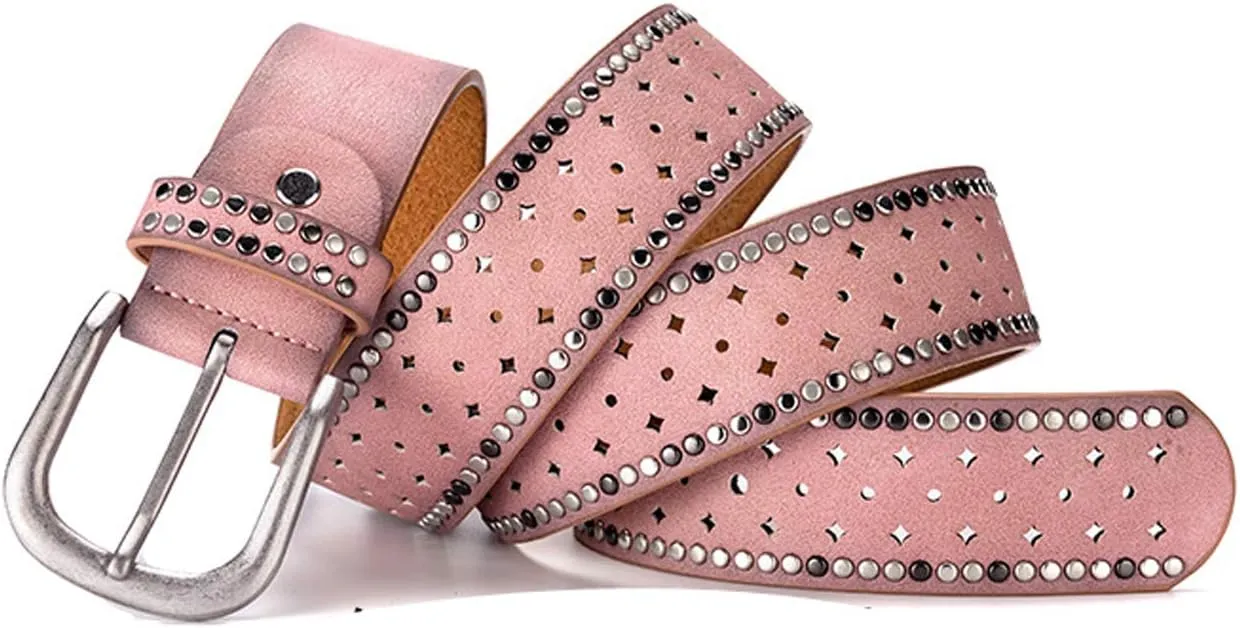 Wemi TIPINOICE Womens Retro Rivet Jean Belt Western Cowgirl Punk Rock Studded Bling Belts, Length 43 inch