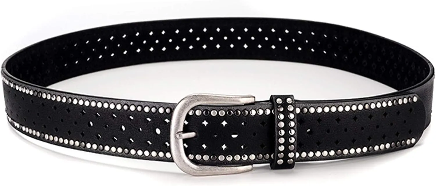 Wemi TIPINOICE Womens Retro Rivet Jean Belt Western Cowgirl Punk Rock Studded Bling Belts, Length 43 inch