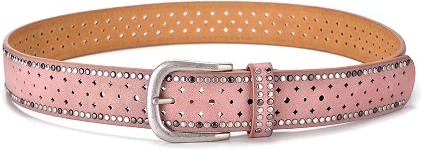 Wemi TIPINOICE Womens Retro Rivet Jean Belt Western Cowgirl Punk Rock Studded Bling Belts, Length 43 inch