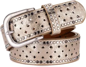 Wemi TIPINOICE Womens Retro Rivet Jean Belt Western Cowgirl Punk Rock Studded Bling Belts, Length 43 inch