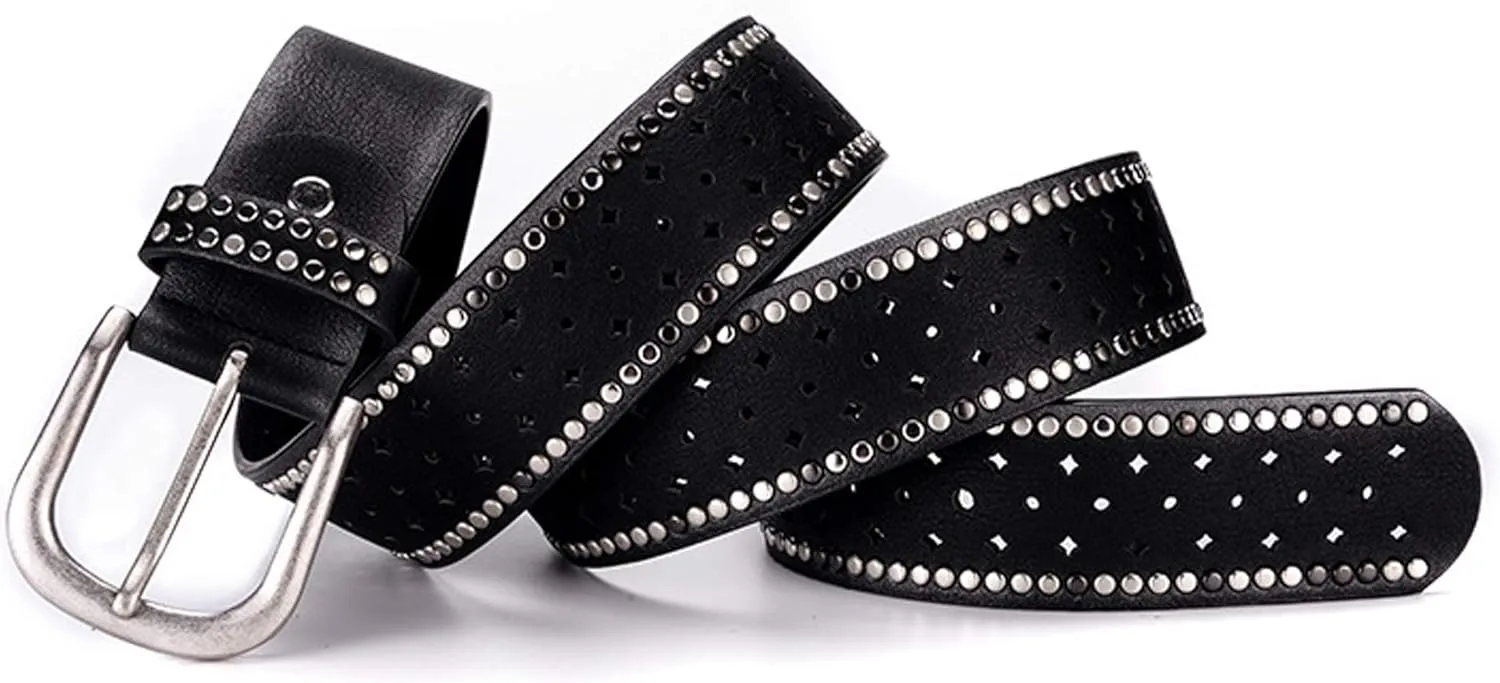 Wemi TIPINOICE Womens Retro Rivet Jean Belt Western Cowgirl Punk Rock Studded Bling Belts, Length 43 inch