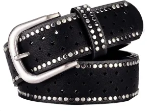 Wemi TIPINOICE Womens Retro Rivet Jean Belt Western Cowgirl Punk Rock Studded Bling Belts, Length 43 inch