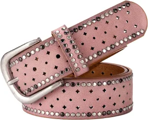 Wemi TIPINOICE Womens Retro Rivet Jean Belt Western Cowgirl Punk Rock Studded Bling Belts, Length 43 inch