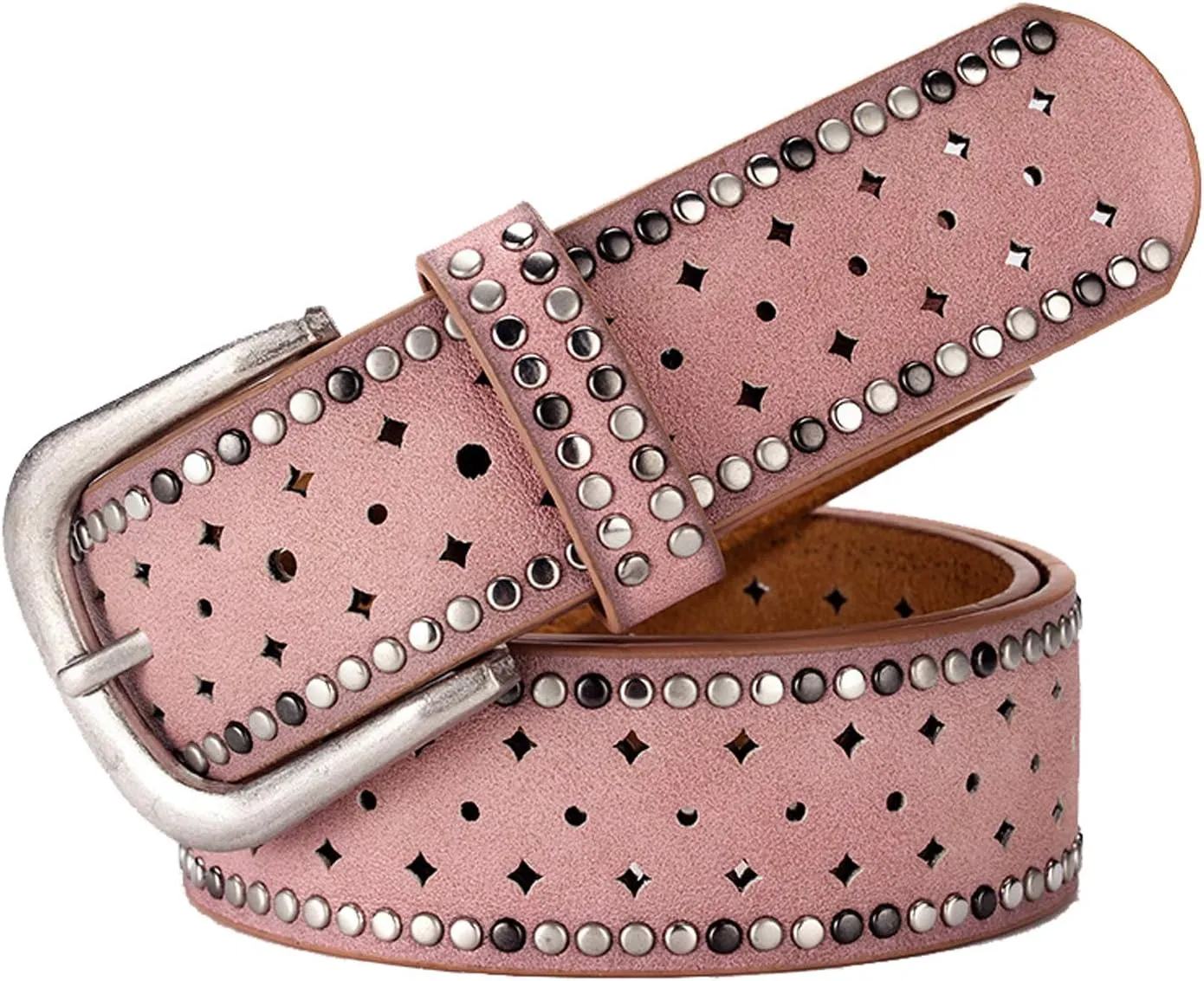 Wemi TIPINOICE Womens Retro Rivet Jean Belt Western Cowgirl Punk Rock Studded Bling Belts, Length 43 inch