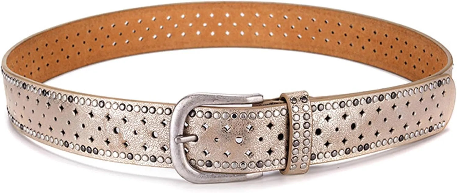 Wemi TIPINOICE Womens Retro Rivet Jean Belt Western Cowgirl Punk Rock Studded Bling Belts, Length 43 inch
