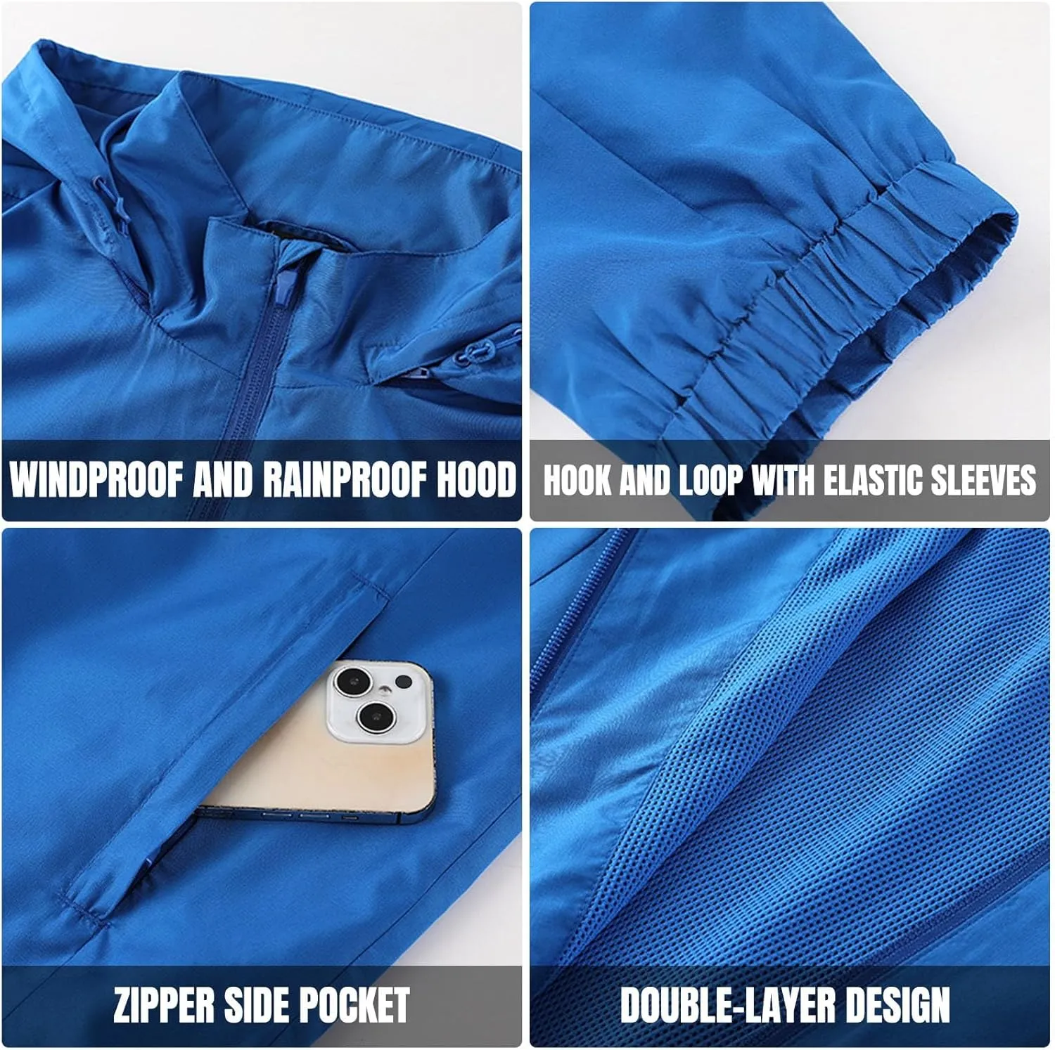 WENKOMG1 Adults and Kids UPF 50  Sun Protection Shirt Quick Dry Windbreaker Waterproof Outdoor Full Zip Up Raincoat