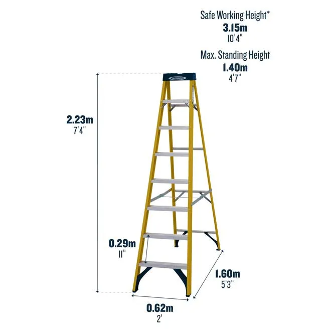 Werner Fibreglass Swingback Stepladder Trade 6 Tread
