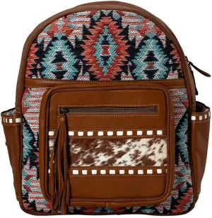 Western Leather Backpack Bag for Women - Upcycled Canvas Bag - Fire Spirit