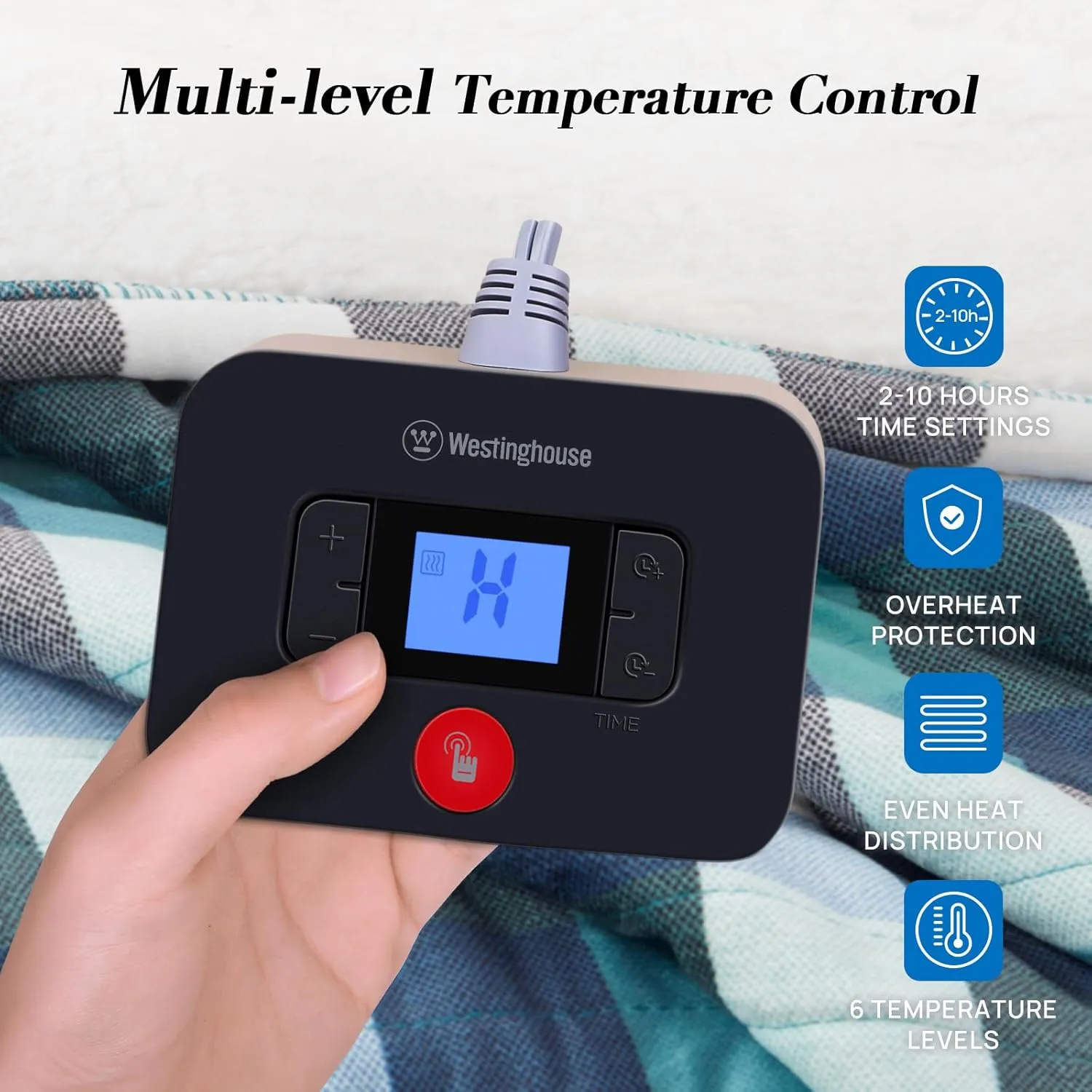 Westinghouse Electric Blanket King Size, Flannel to Sherpa Heated Blanket with 10 Heating Levels & 1 to 12 Hours Auto Off, Fast Heating, Machine Washable, 100 * 90 Inch, Green