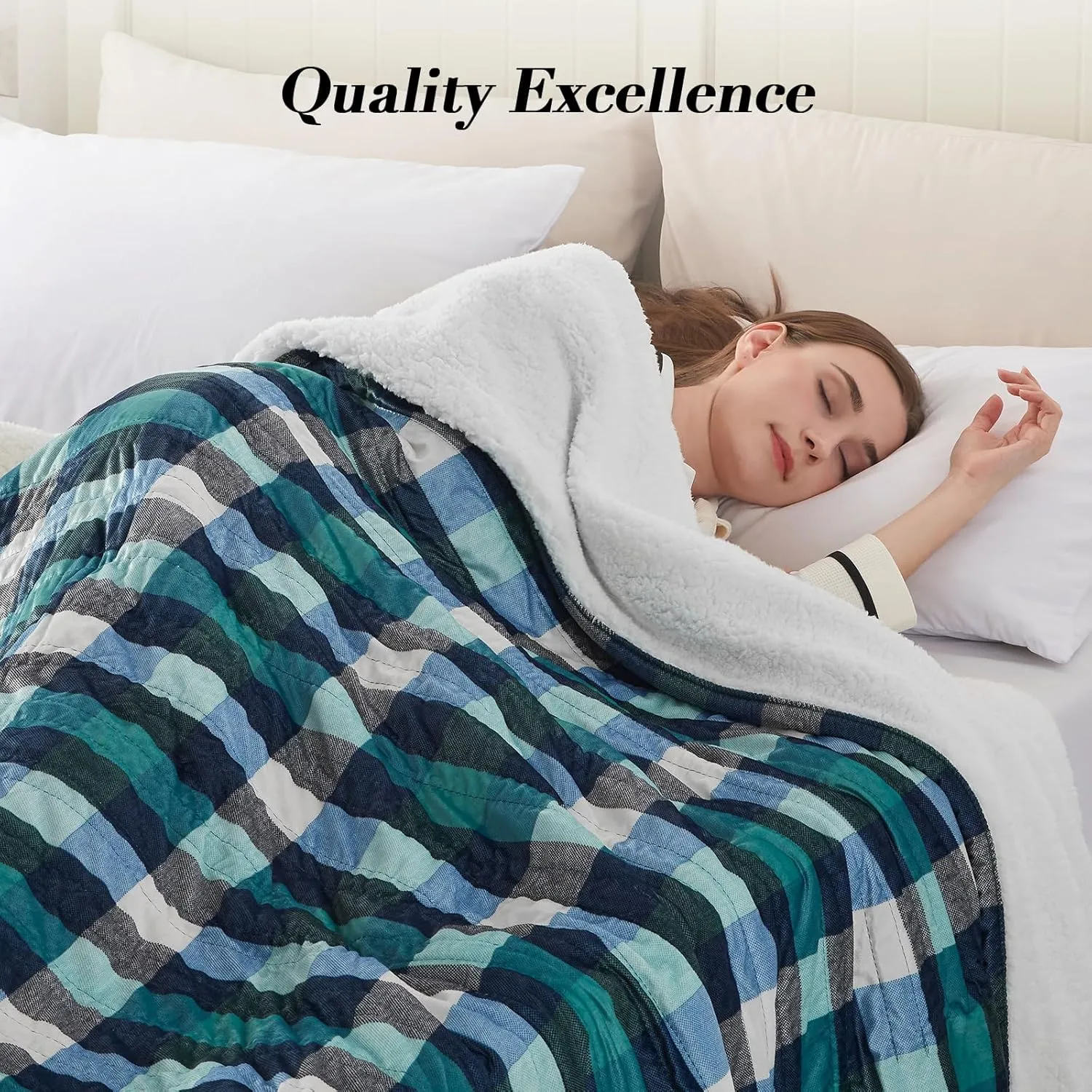 Westinghouse Electric Blanket King Size, Flannel to Sherpa Heated Blanket with 10 Heating Levels & 1 to 12 Hours Auto Off, Fast Heating, Machine Washable, 100 * 90 Inch, Green