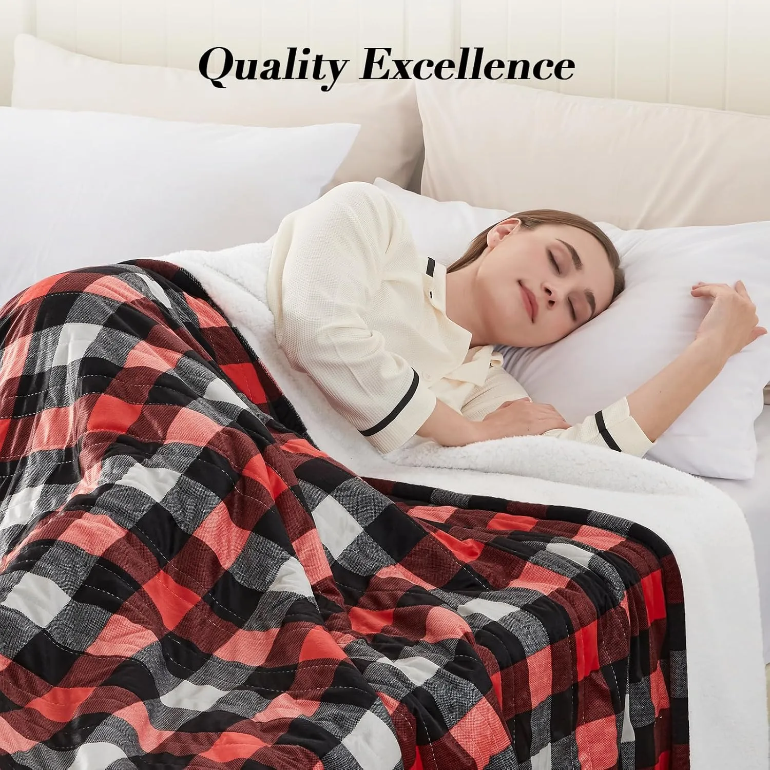 Westinghouse King Size Heated Blanket, Soft Flannel to Sherpa Electric Blanket with Dual Control 10 Heating Levels & 1 to 12 Hours Auto Off, Fast Heating, Machine Washable, 100 * 90 Inch, Red