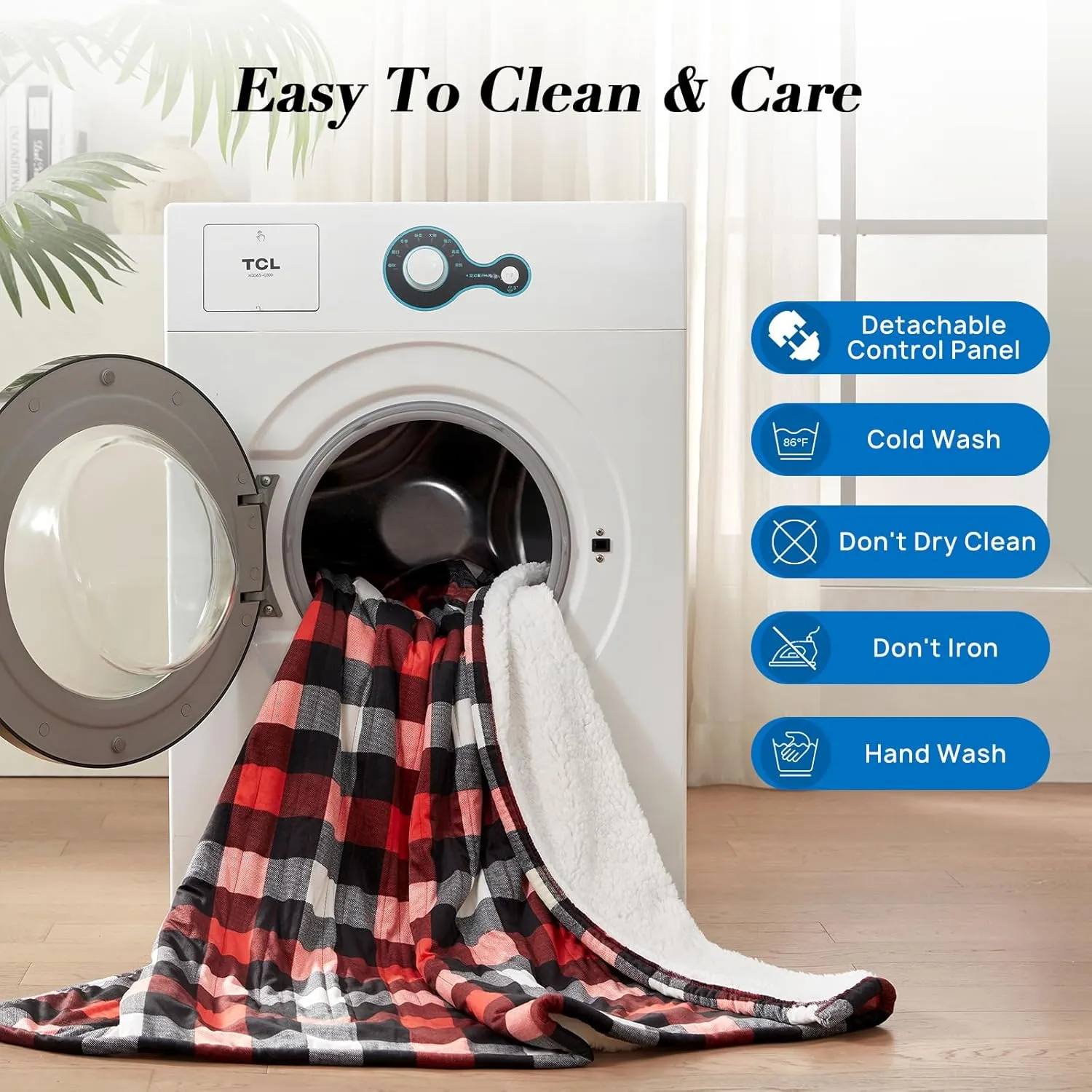 Westinghouse King Size Heated Blanket, Soft Flannel to Sherpa Electric Blanket with Dual Control 10 Heating Levels & 1 to 12 Hours Auto Off, Fast Heating, Machine Washable, 100 * 90 Inch, Red