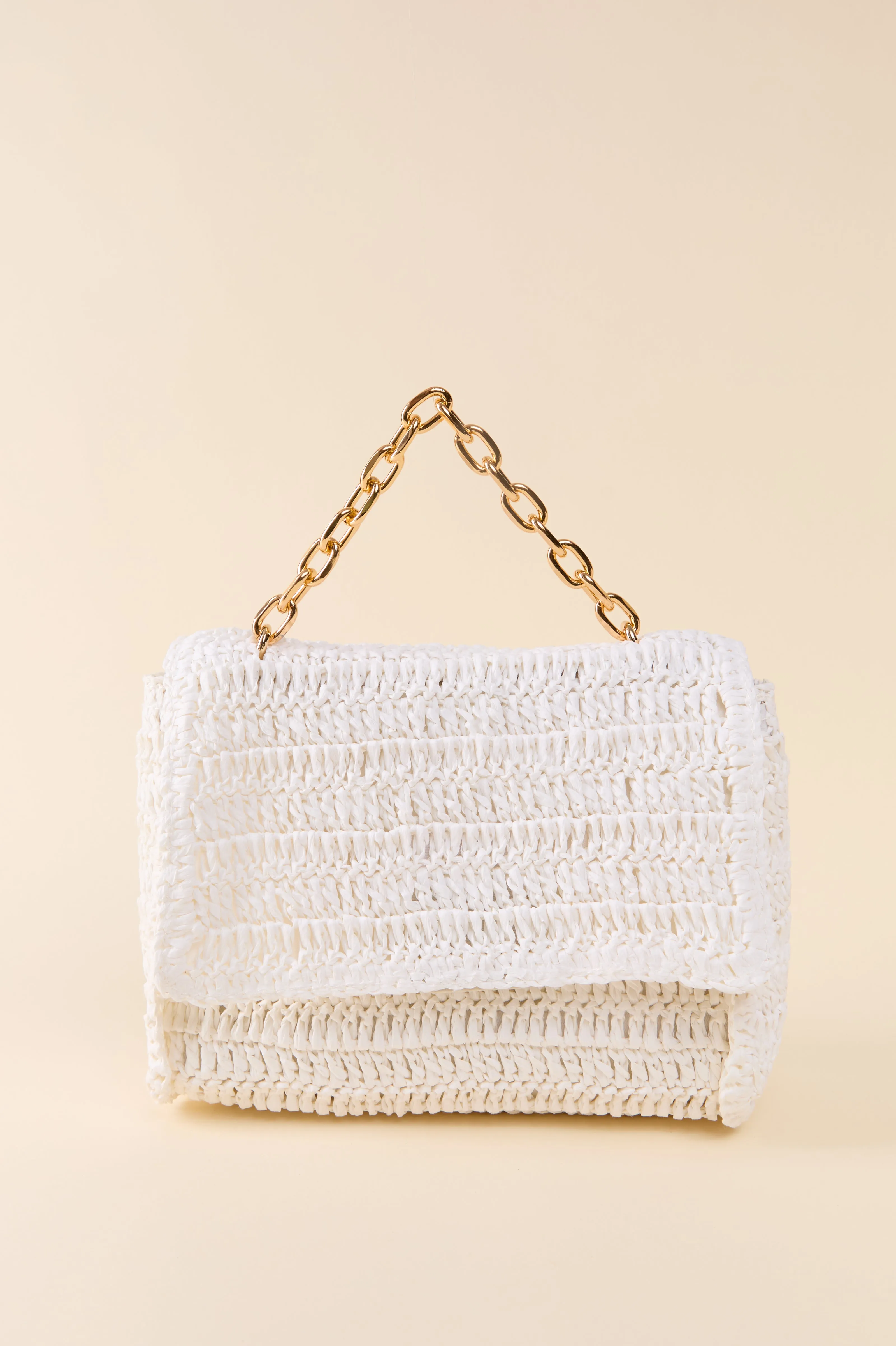 White Straw Chain Strap Crossbody