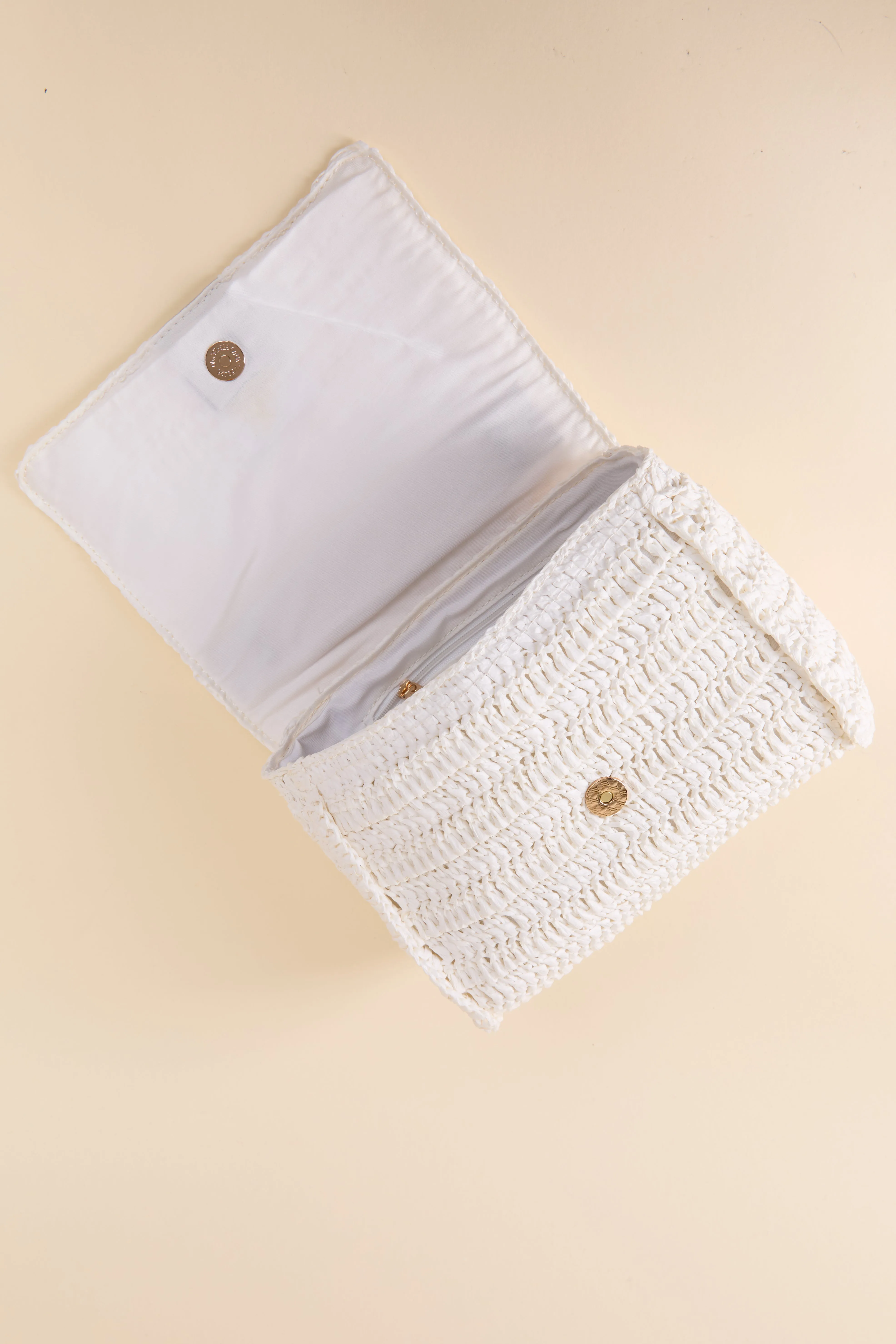 White Straw Chain Strap Crossbody