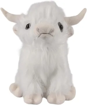 White Yak Plush Toy 9" - Realistic Cow Stuffed Animal with Soft Fabric, Creative Highland Cow Toy, Ideal Gift for Kids & Animal Lovers Birthday Christmas Festival