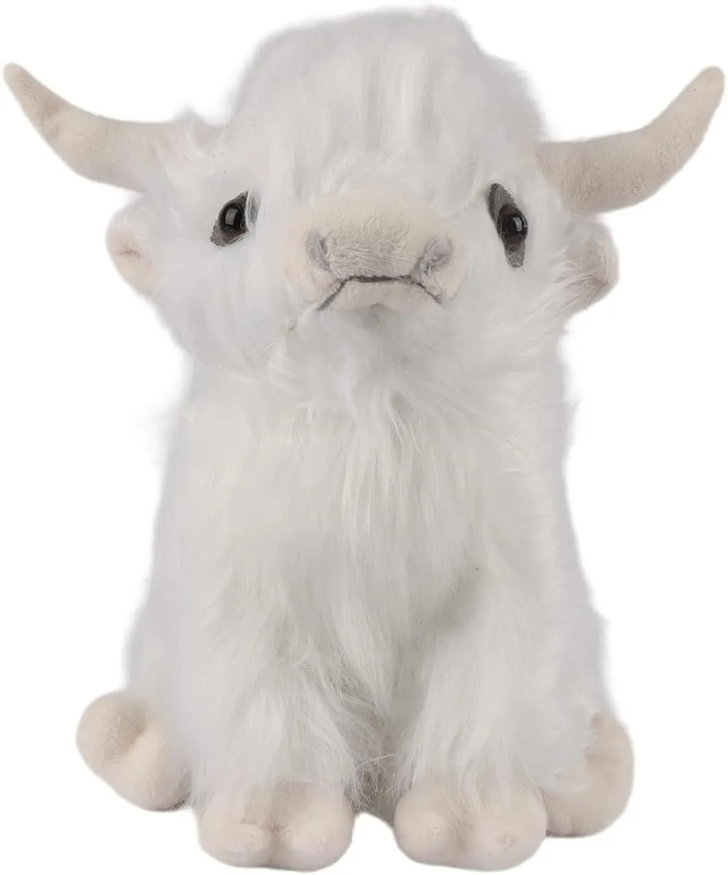 White Yak Plush Toy 9" - Realistic Cow Stuffed Animal with Soft Fabric, Creative Highland Cow Toy, Ideal Gift for Kids & Animal Lovers Birthday Christmas Festival