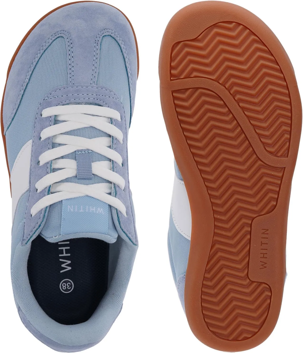 WHITIN Women's Wide Toe Box Barefoot Shoes | Fashion Suede Patchwork Design | Zero Drop Sole