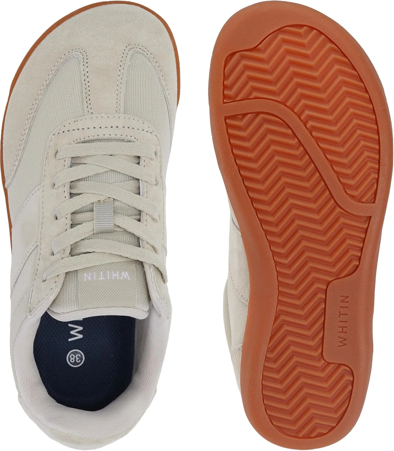 WHITIN Women's Wide Toe Box Barefoot Shoes | Fashion Suede Patchwork Design | Zero Drop Sole