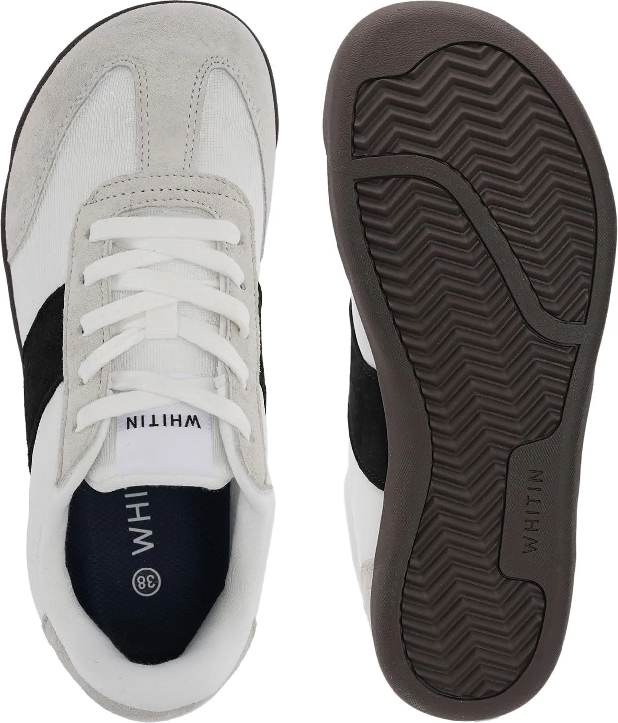 WHITIN Women's Wide Toe Box Barefoot Shoes | Fashion Suede Patchwork Design | Zero Drop Sole