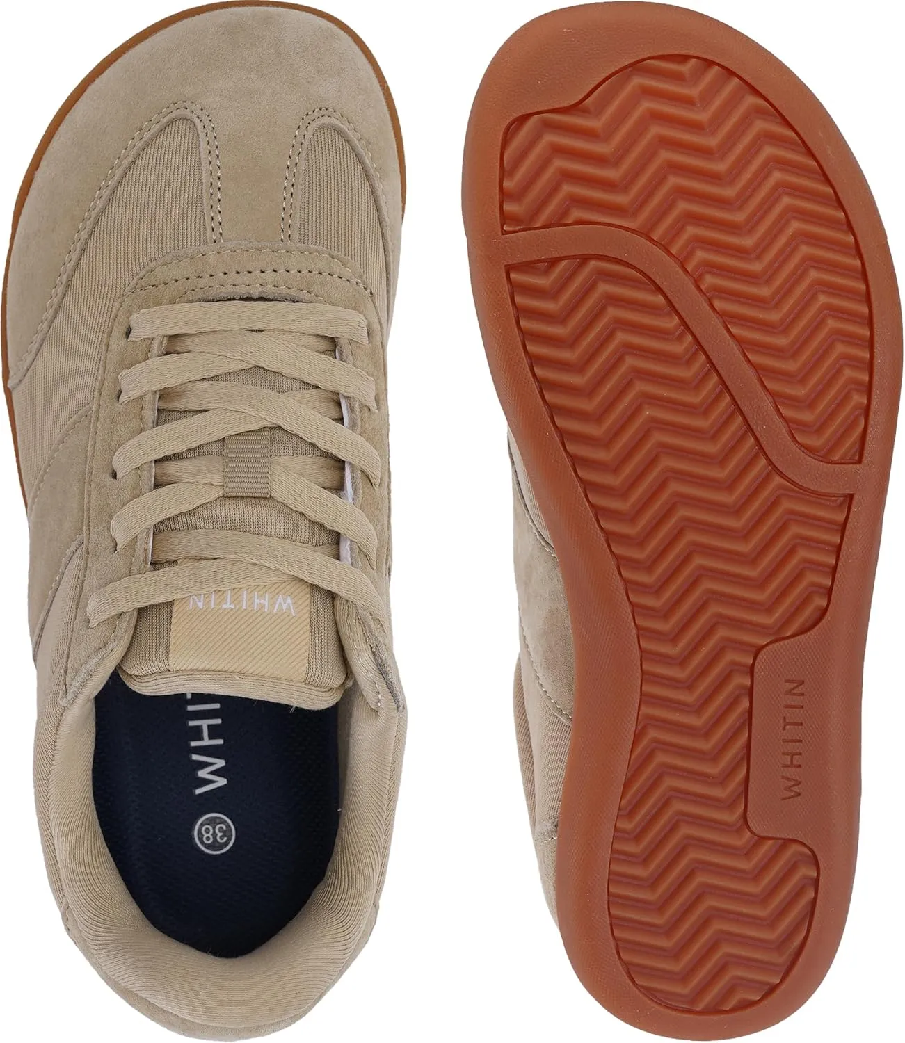 WHITIN Women's Wide Toe Box Barefoot Shoes | Suede Patchwork Design