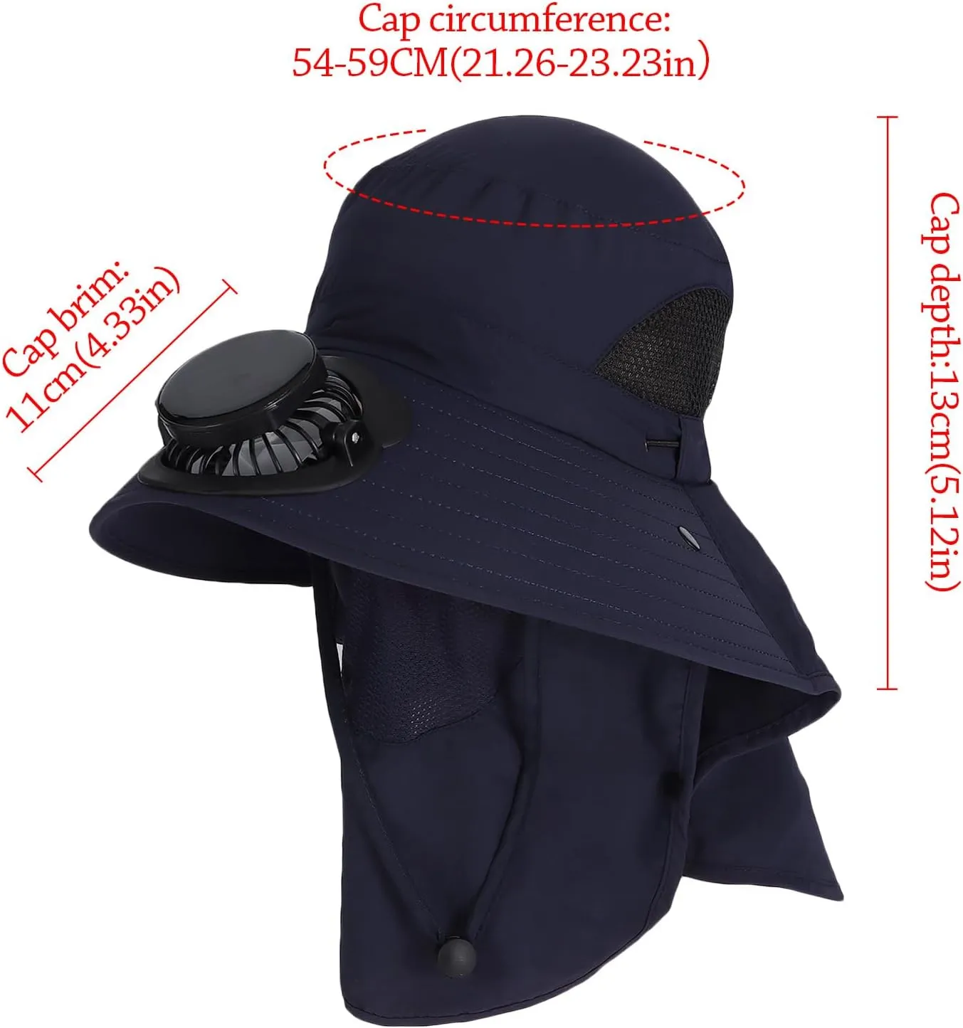 Wide Brim Solar Fan Outdoor Fishing Hat with Solar Fan UPF 50  Sun Bucket Hat Waterproof Breathable Fishing Hat Bucket Hat