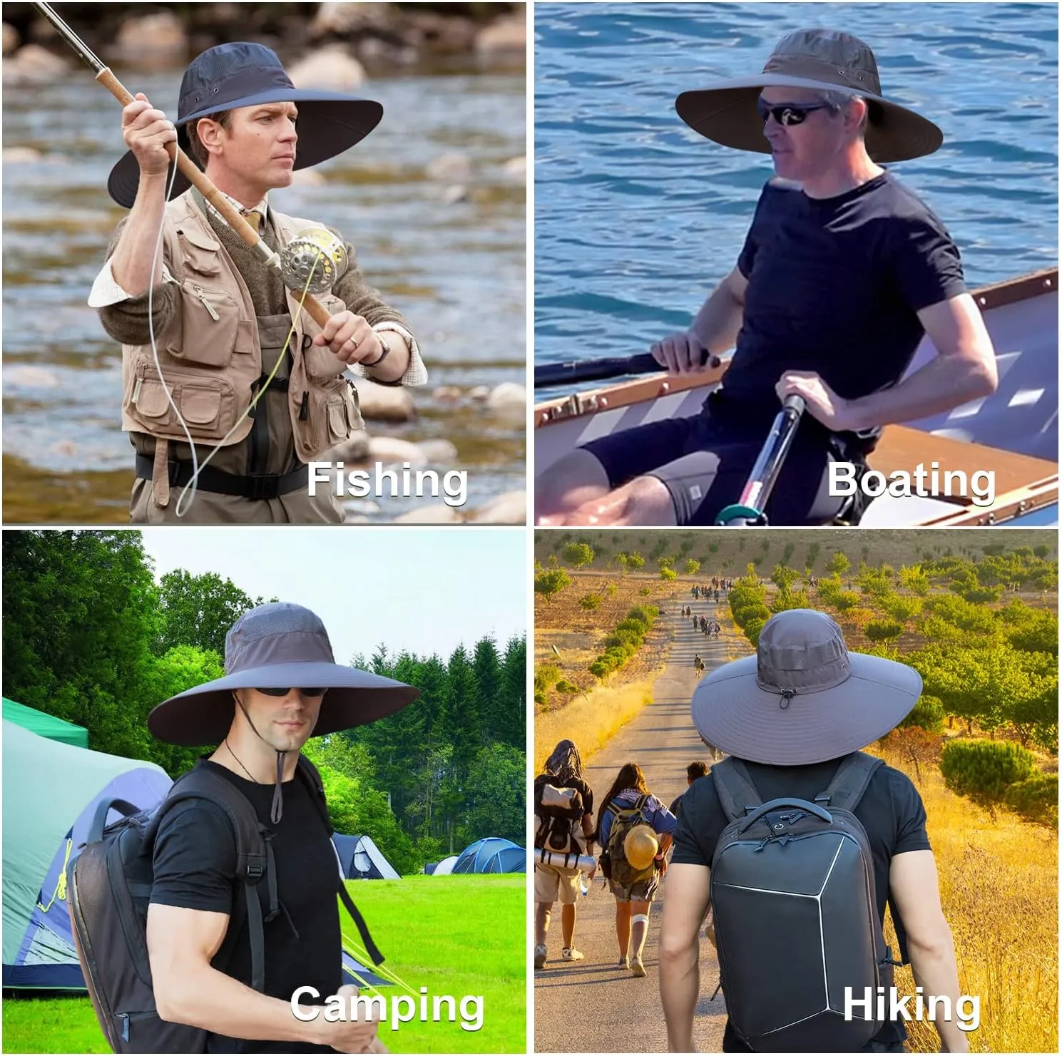 Wide Brim Sun Hat for Men Women UV Protection Ventilated Summer Hats for Fishing Hiking Garden Beach